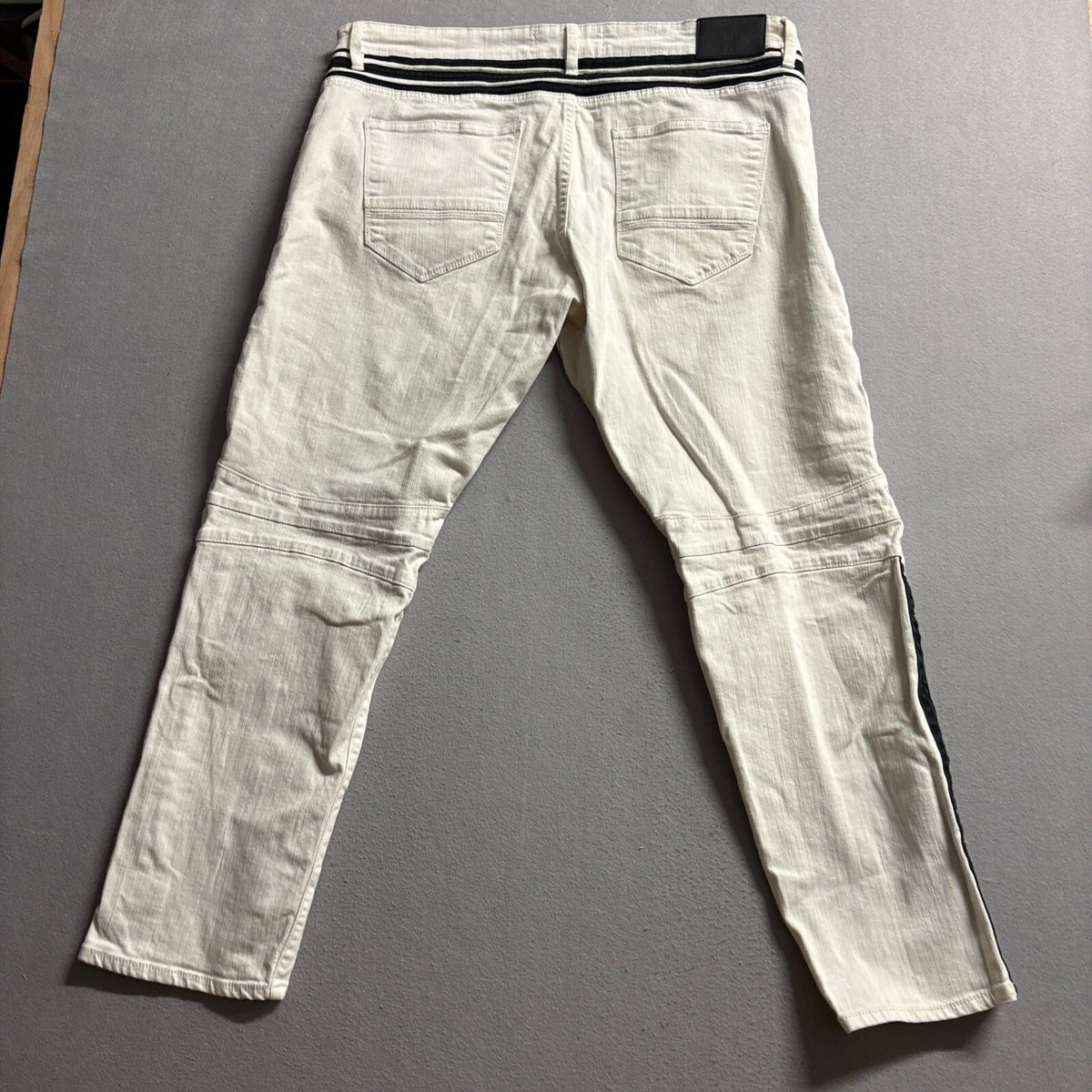 Jordan Craig Legacy Edition Aaron Moto Jeans Mens 40x32 White Black Stripe Slim