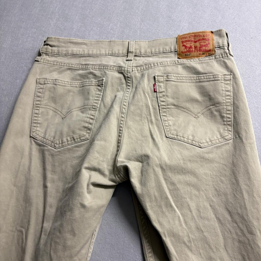 Levis 514 Straight Fit Pants Mens 34x30 Tan Khaki Cotton Blend Chino Jeans