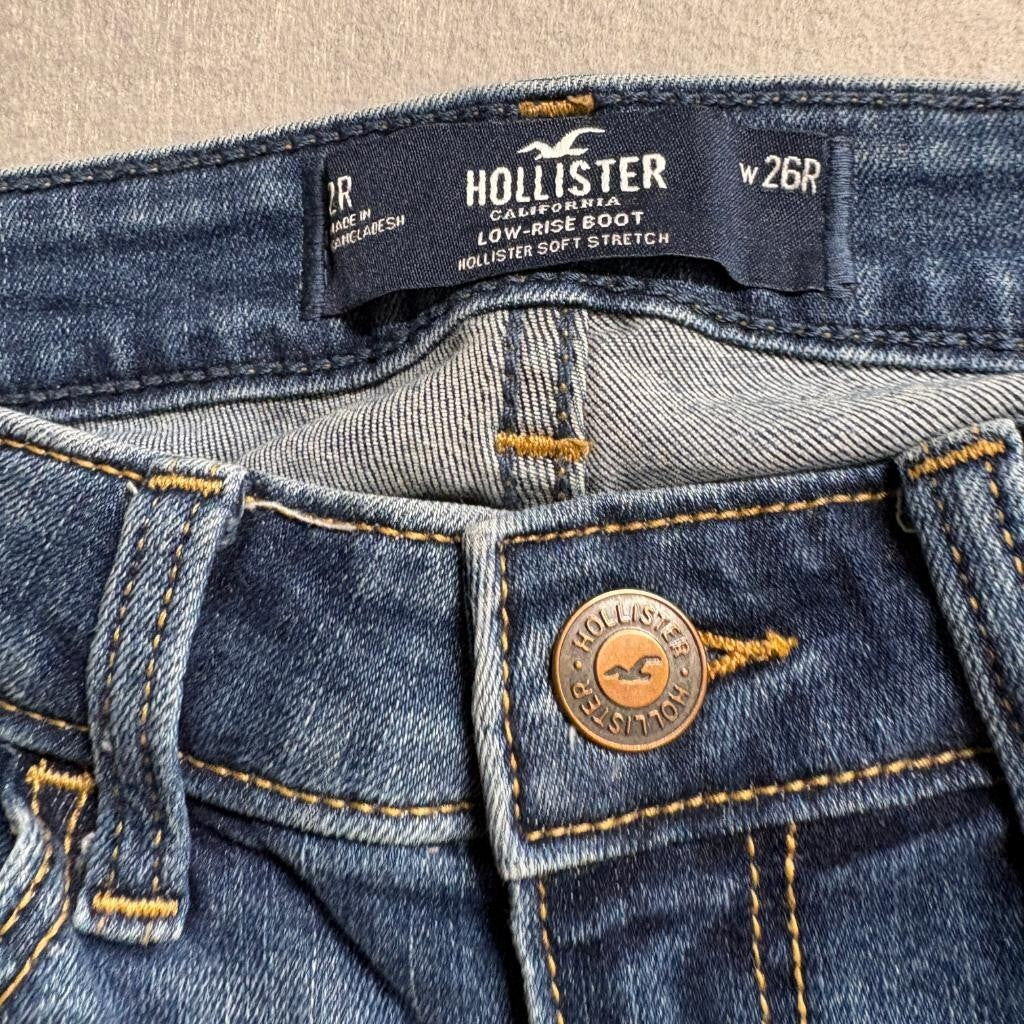 Hollister Low Rise Bootcut Jeans Womens 2R W26 Blue Soft Stretch Denim