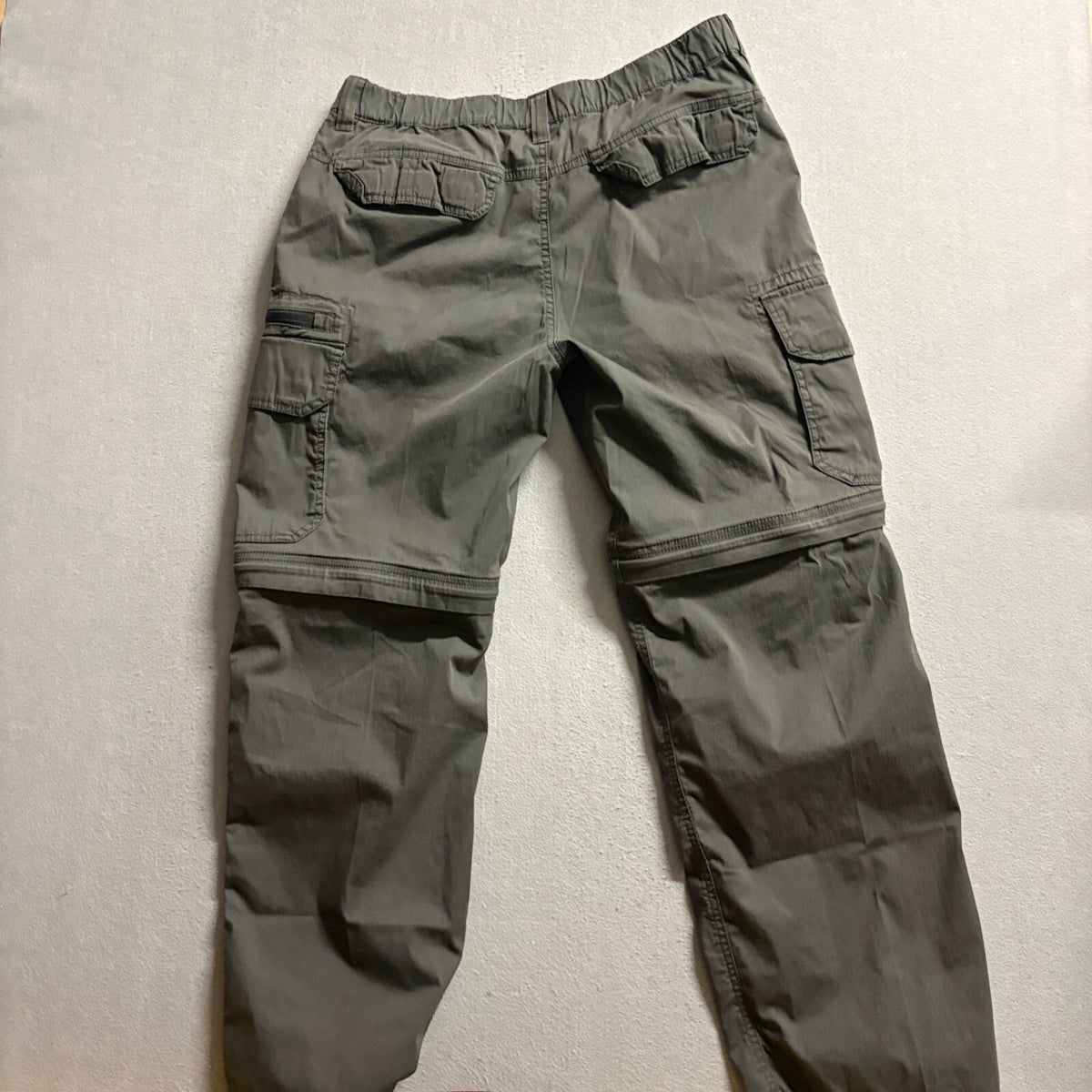 BC Clothing Convertible Cargo Pants Mens Large L x 34 Gray Convertible Shorts