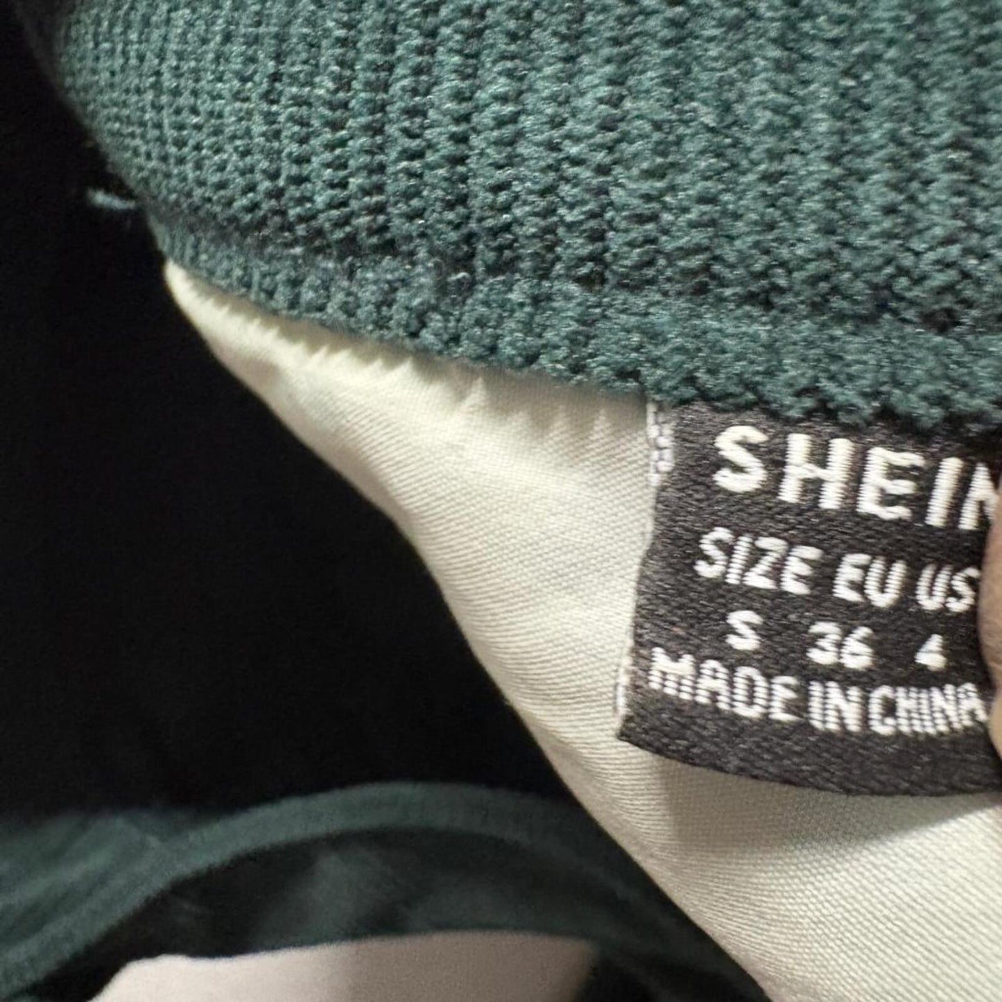 Shein Corduroy Pants Womens Small Green High Rise Straight Leg Stretch Casual
