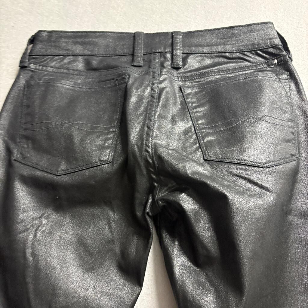 Lucky Brand Charlie Super Skinny Jeans Womens 2/26 Black Coated Waxed Denim