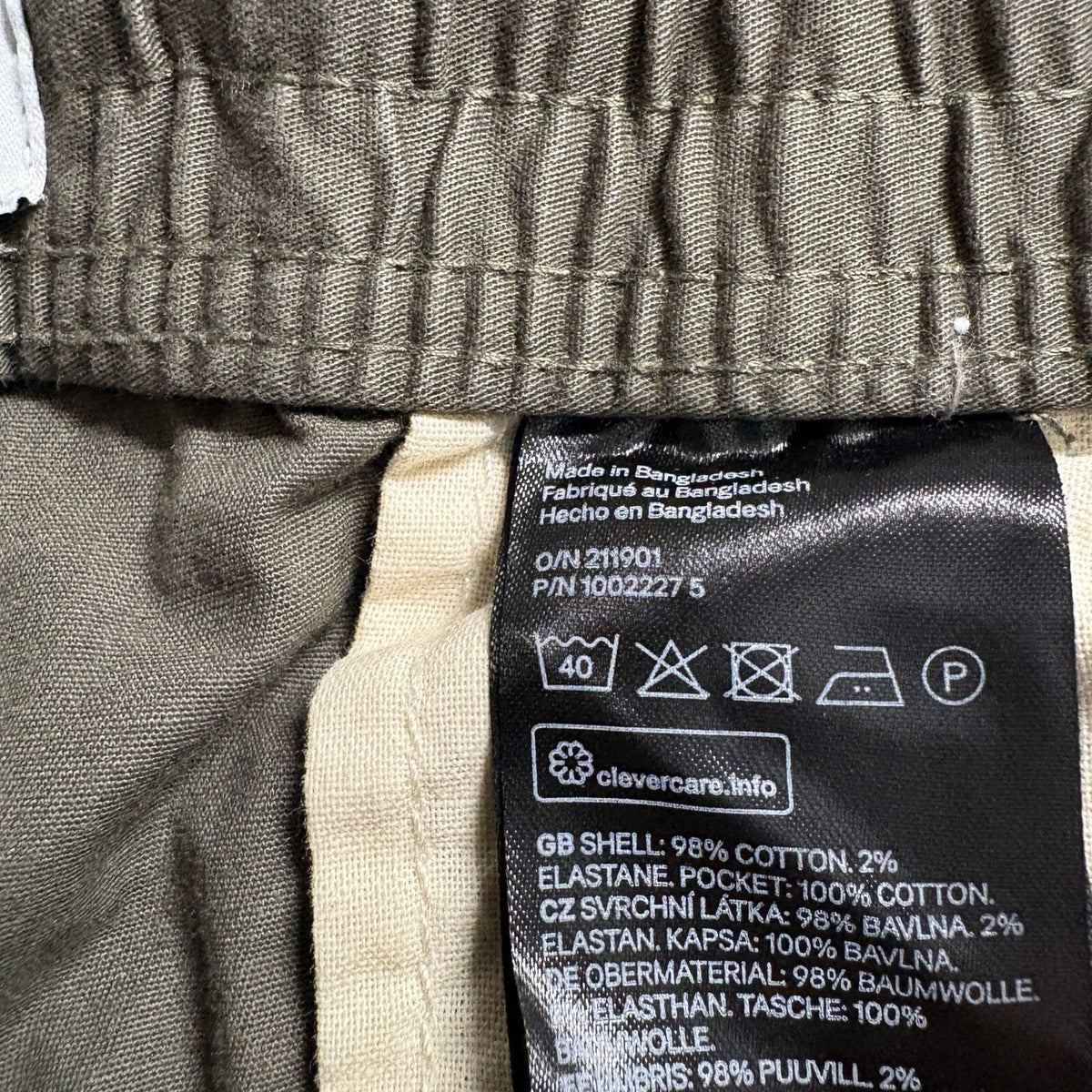H&M Mens Cargo Jogger Pants Medium Green Cotton Blend Elastic Waist Drawstring