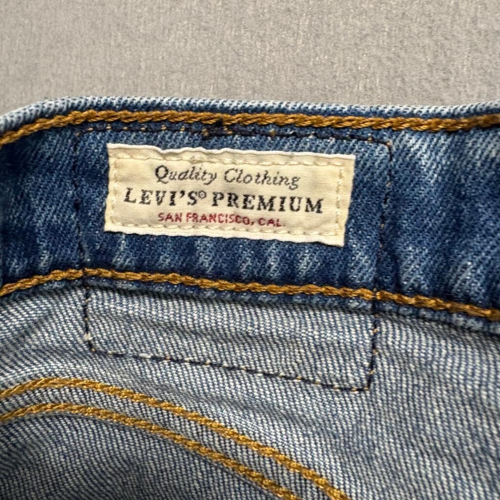 Levi's Premium Ribcage Straight Jeans Womens 29 Blue Denim High Rise Button Fly