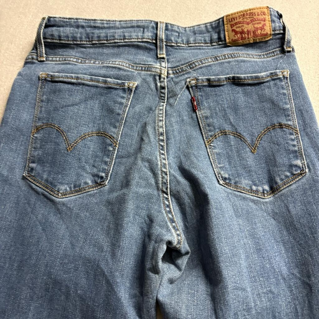 Levi's 721 High Rise Skinny Jeans Womens Size 31 Distressed Ripped Blue Denim