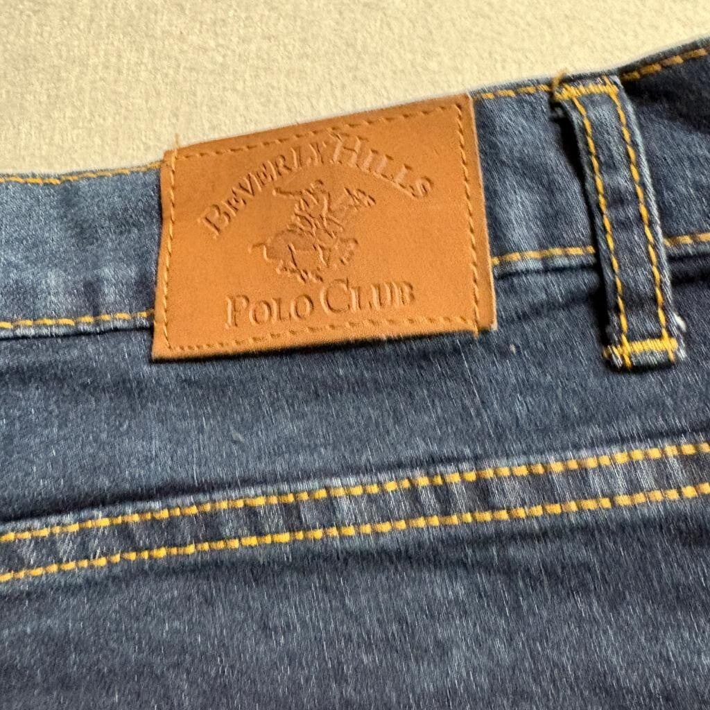 Beverly Hills Polo Club Jeans Mens 42x32 Blue Stretch Denim Straight Leg