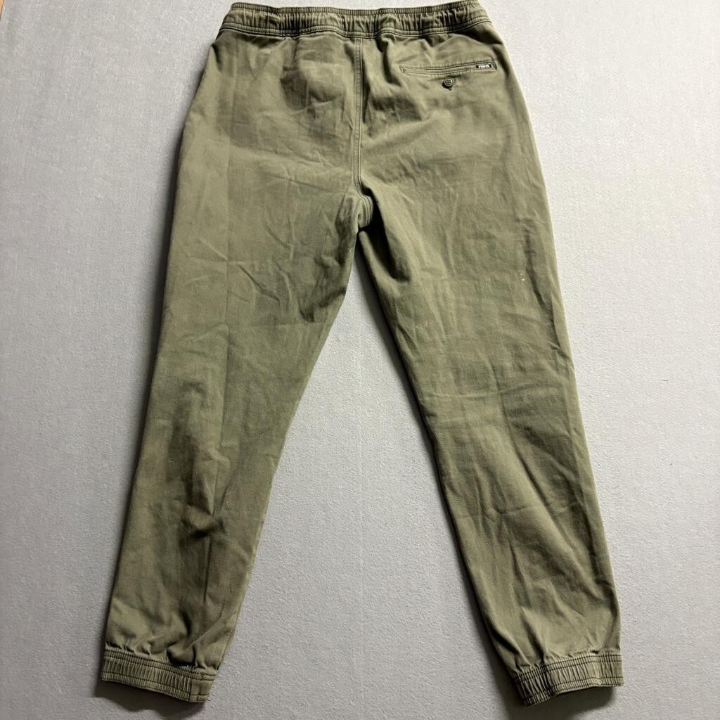 RSQ Jogger Pants Mens Large L Olive Green Cotton Stretch Elastic Waist Cuffed