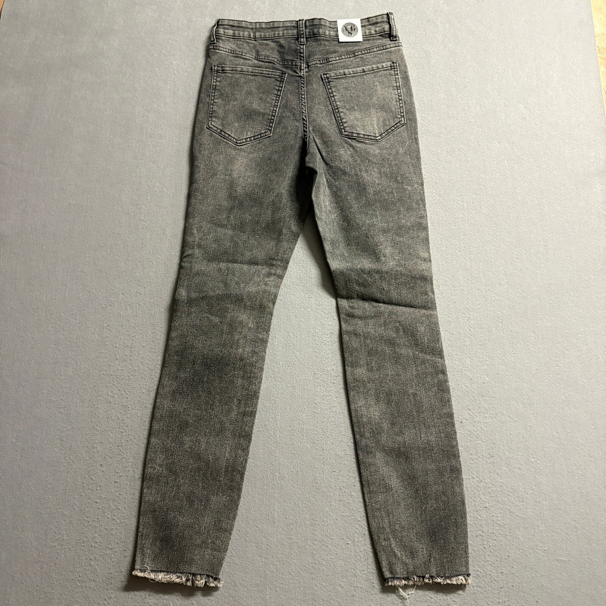 AGS Premium Denim Jeans Womens 5 Gray Distressed Ripped High Rise Skinny Stretch