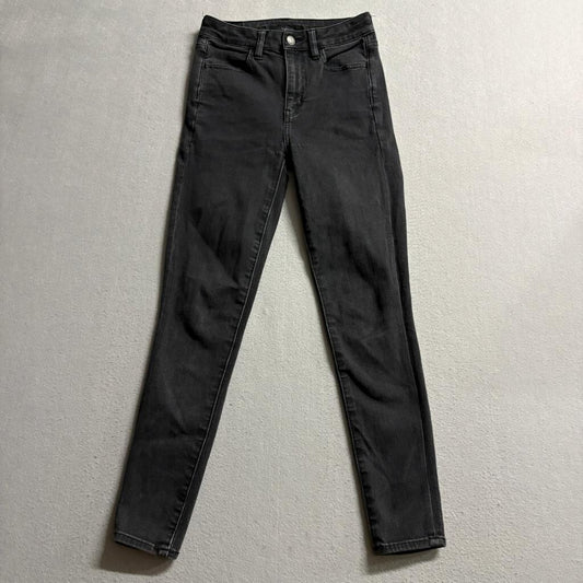 American Eagle Jeans Womens 2 Short Black Denim Skinny High Rise Stretch