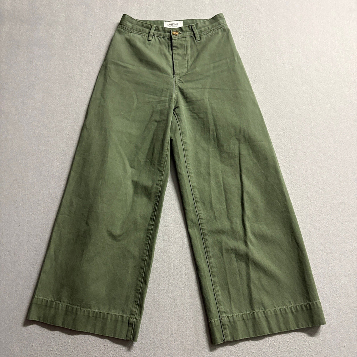 EVIDNT Los Angeles Wide Leg Pants Womens Size 25 High Rise Green Cotton Cropped