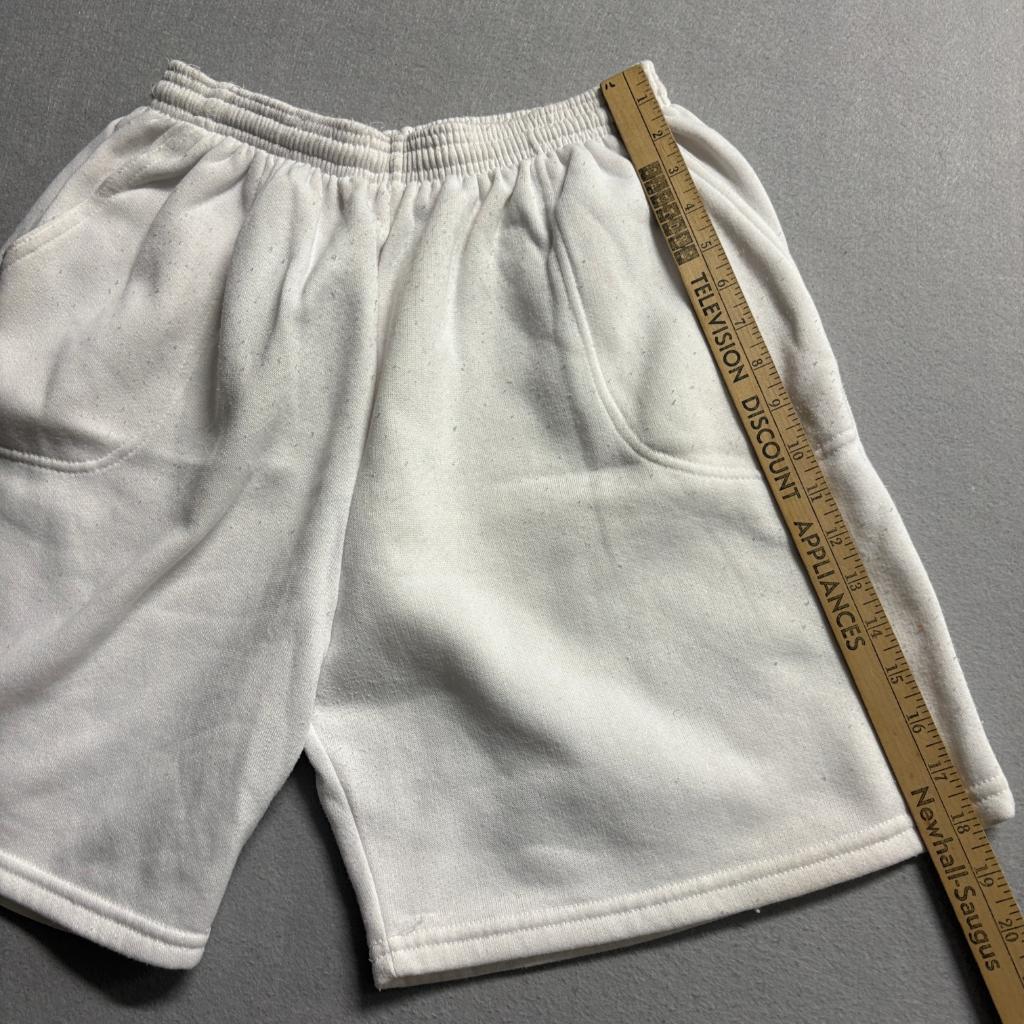 Vintage Sweat Shorts Womens Large White Fleece Cotton Blend Made in USA