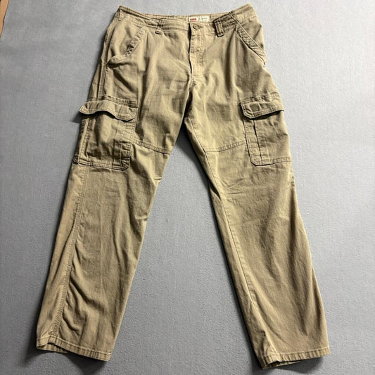 Wrangler Cargo Pants Mens 32x30 Khaki Tan Relaxed Fit Stretch Cotton Blend