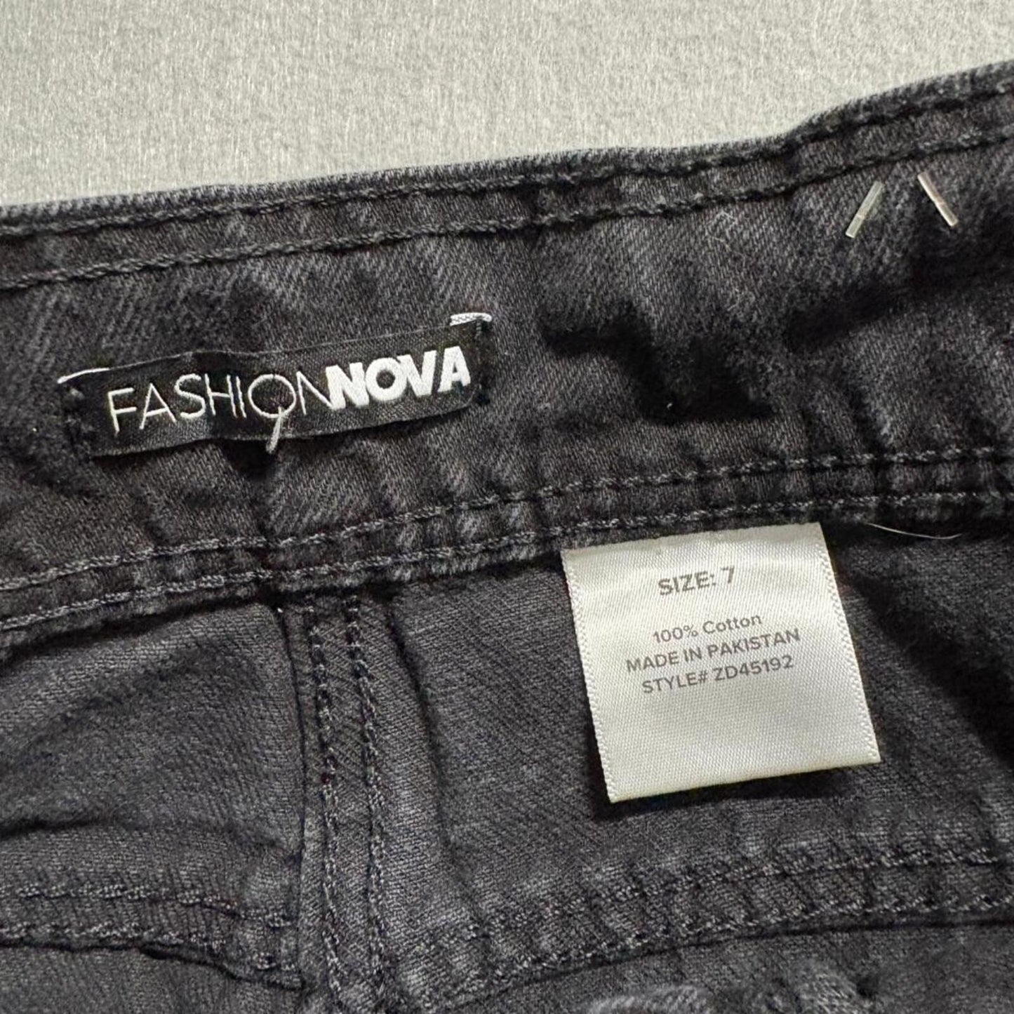 Fashion Nova Denim Jogger Pants Womens Size 7 Black Cotton High Rise Elastic