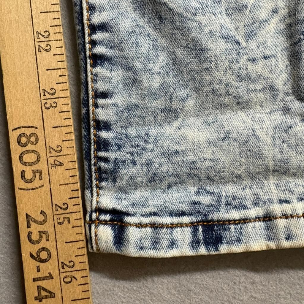 The Style Between Us Moto Jeans Mens 9 Acid Wash Blue Denim Biker Ribbed Stretch