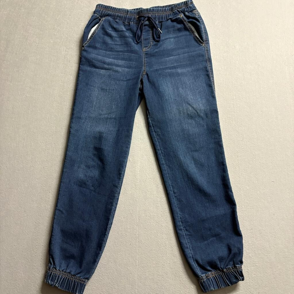 One 5 One Denim Joggers Womens Small Blue Elastic Drawstring Waist Stretch Jeans