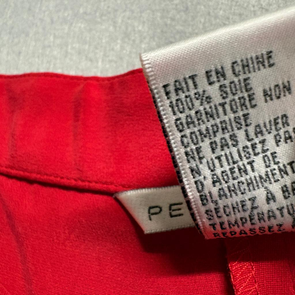 Peter Nygard Silk Pants Womens 12 Red Wide Leg Pleated High Rise Dress Trousers
