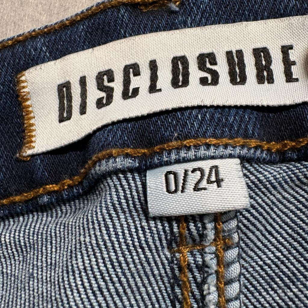 Disclosure Flare Jeans Womens Size 0/24 Blue Denim Stretch Mid Rise