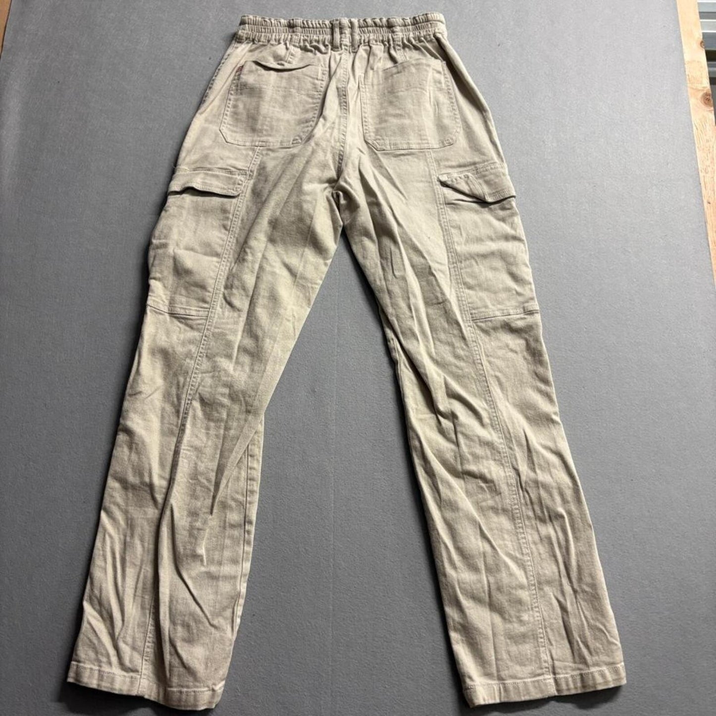 Fashion Nova Womens Cargo Pants Size M Beige Cotton Blend Elastic Waist Utility