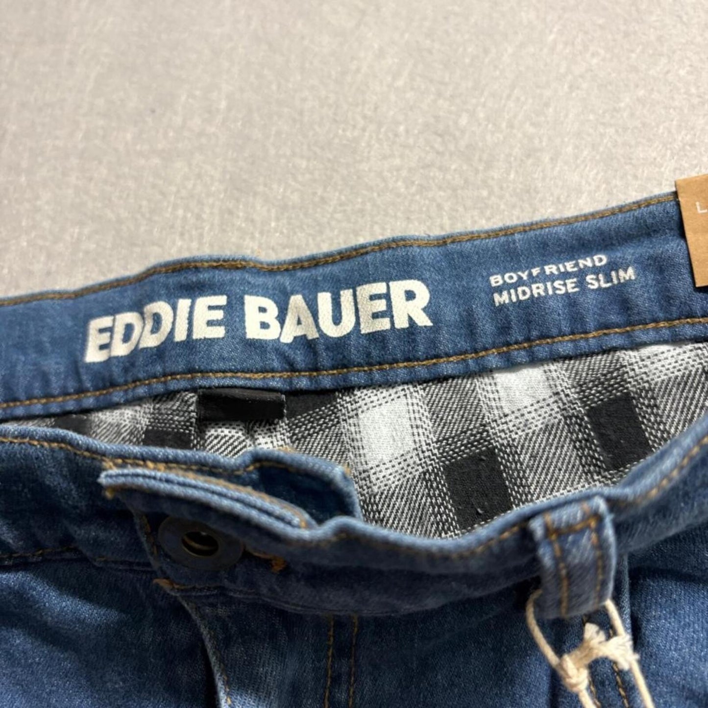 Eddie Bauer Flannel Lined Jeans Womens 10 Blue Boyfriend Midrise Slim NWT