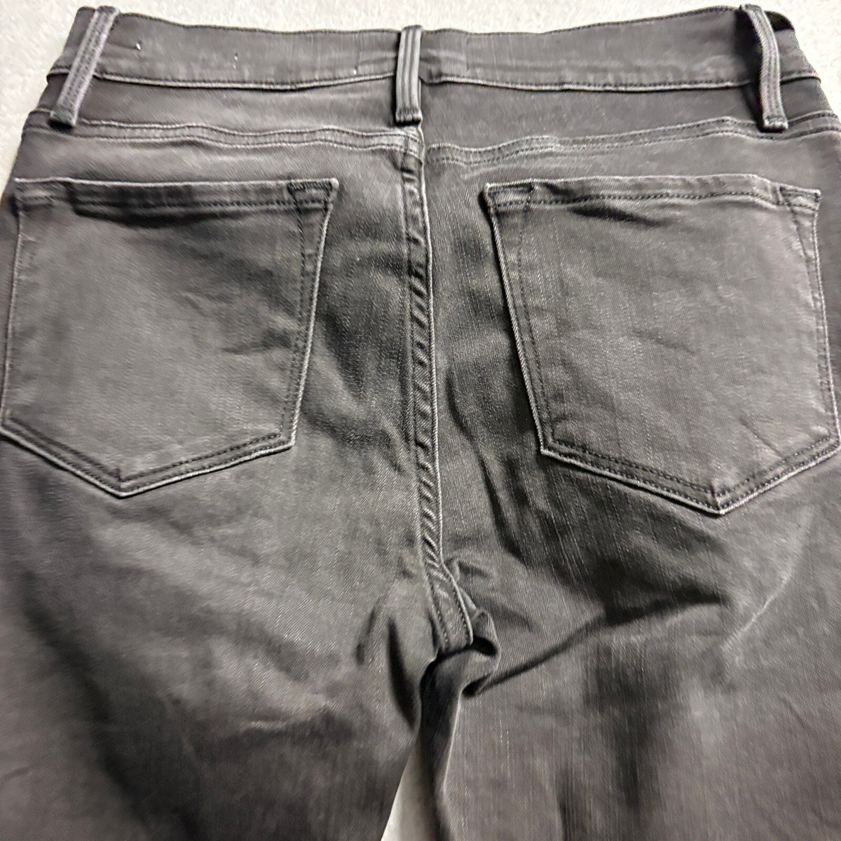 FRAME Le Skinny De Jeanne Jeans Womens 25 Black Raw Raw Hem Ankle Denim Stretch