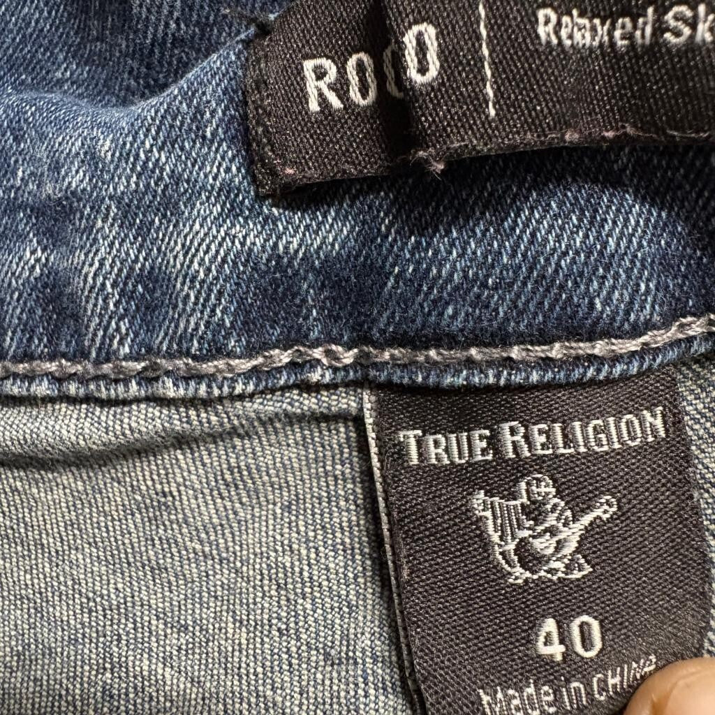 True Religion Rocco Relaxed Skinny Jeans Mens 40 Blue Denim Medium Wash