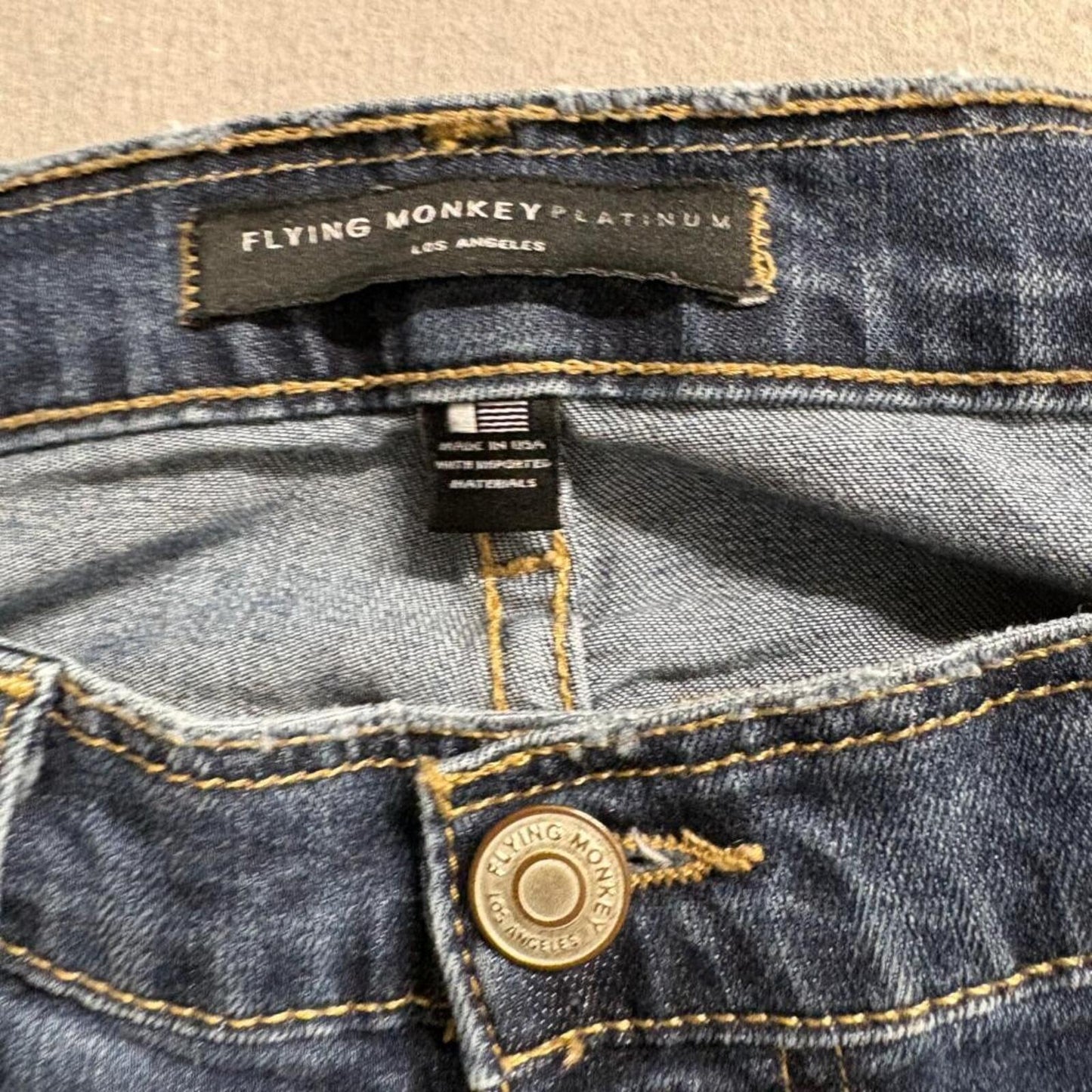 Flying Monkey Platinum Distressed Boyfriend Jeans Womens Size 27 Blue Denim USA