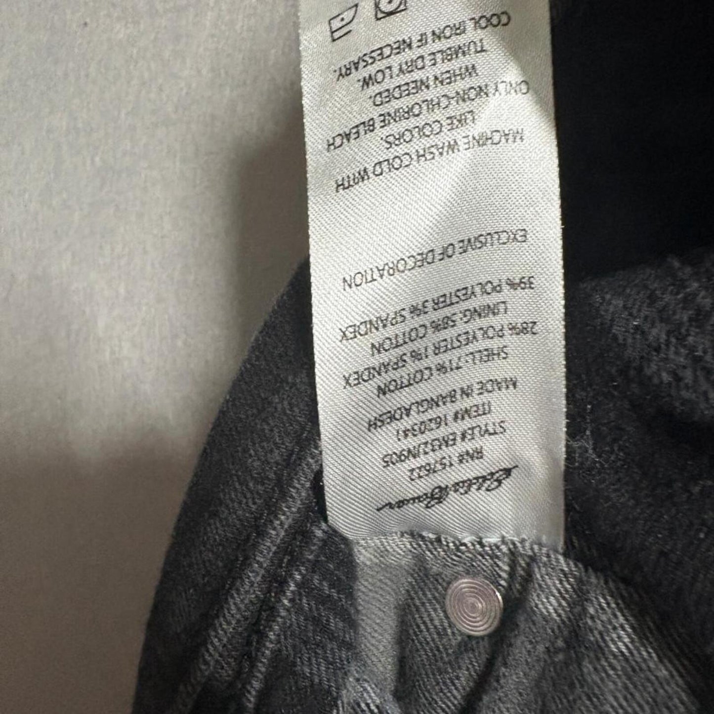 Eddie Bauer Flannel Lined Jeans Mens 34x32 Black Denim Straight Leg Stretch