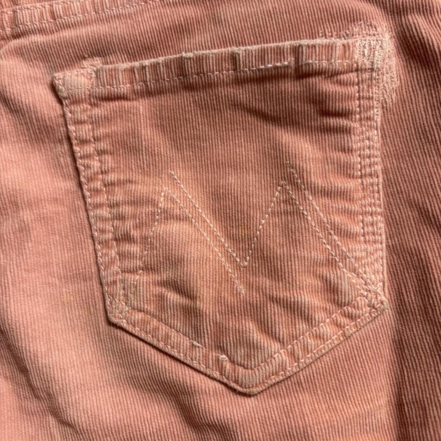 Mother Insider Crop Step Fray Corduroy Pants Womens 24 Pink Eraser Raw Hem