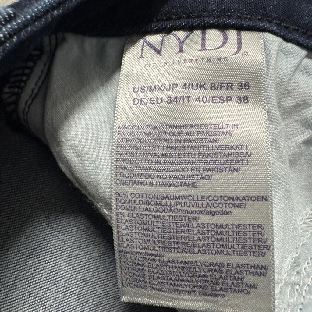 NYDJ Marilyn Straight Leg Jeans Womens Size 4 Dark Blue Wash Lift Tuck Denim