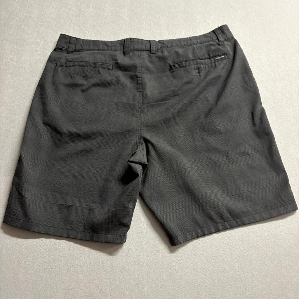 Hang Ten Mens Hybrid Shorts Size 40 Gray Plaid Stretch Casual Board Shorts
