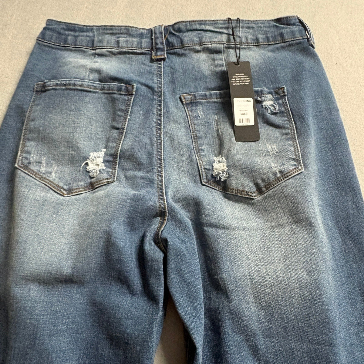 Fashion Nova Goldwater Canyon Ripped Wide Leg Jeans Size 3 Medium Wash NWT