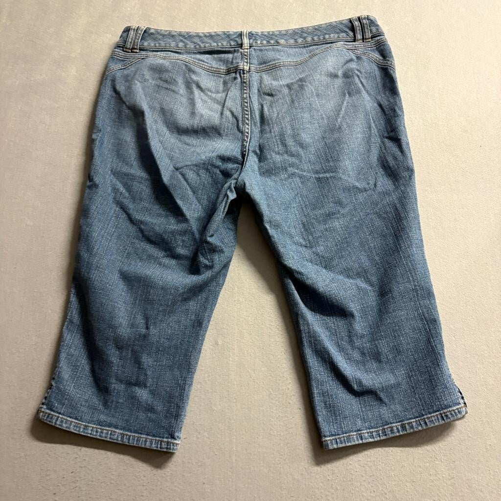 Venezia Jeans Womens Plus Size 20 Blue Denim Capri Crop Pants Stretch