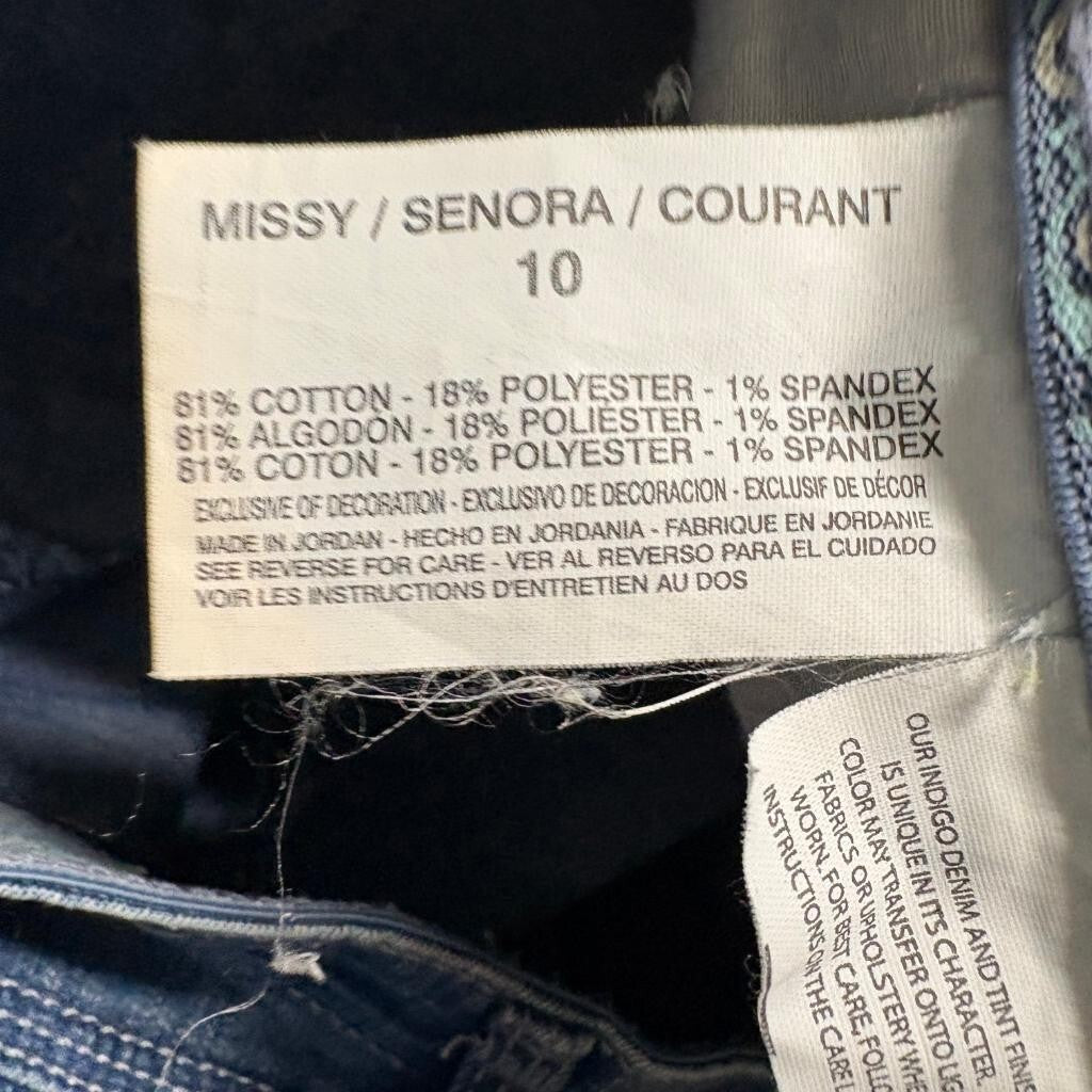 Gloria Vanderbilt Crop Jeans Womens 10 Blue Denim Embroidered Pockets Stretch