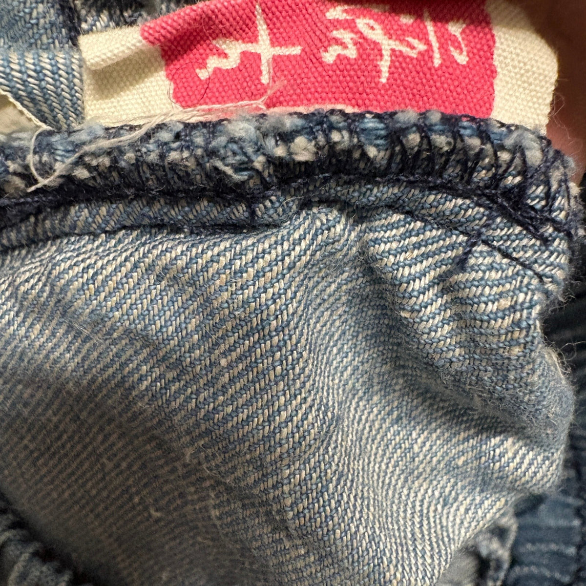 Unbranded Distressed Patchwork Jeans Womens M Blue Denim Elastic Waist Fringed