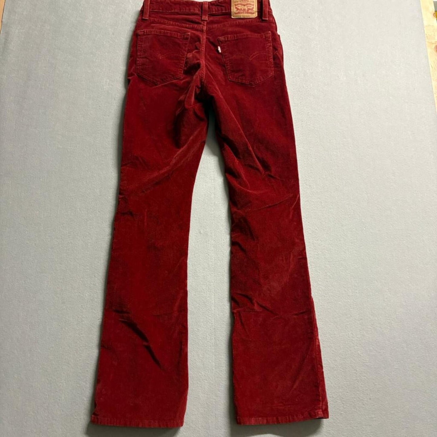 Levis 725 High Rise Bootcut Corduroy Pants Womens 27x32 Red Velvet Ribbed Jeans