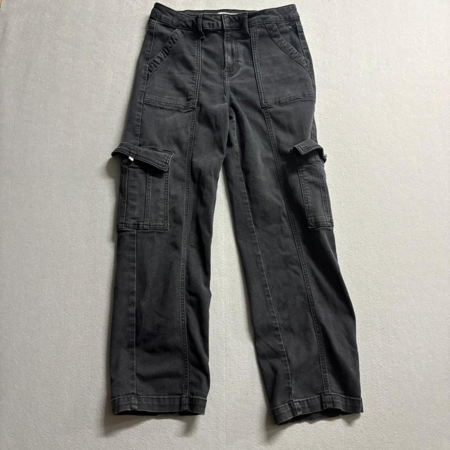 Altar'd State Cargo Jeans Womens 29 Black High Rise Utility Straight Leg Denim