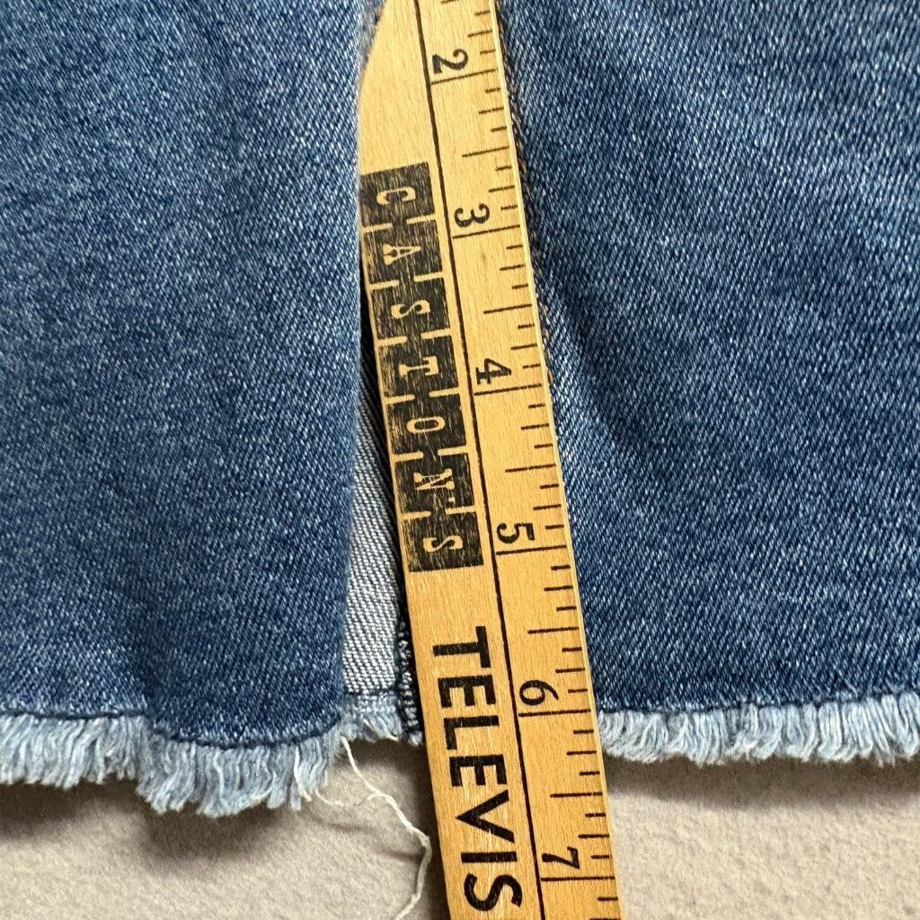 !iT Tatiana Denim Skirt Womens Size 12 Blue Distressed Frayed Hem Jean Skirt