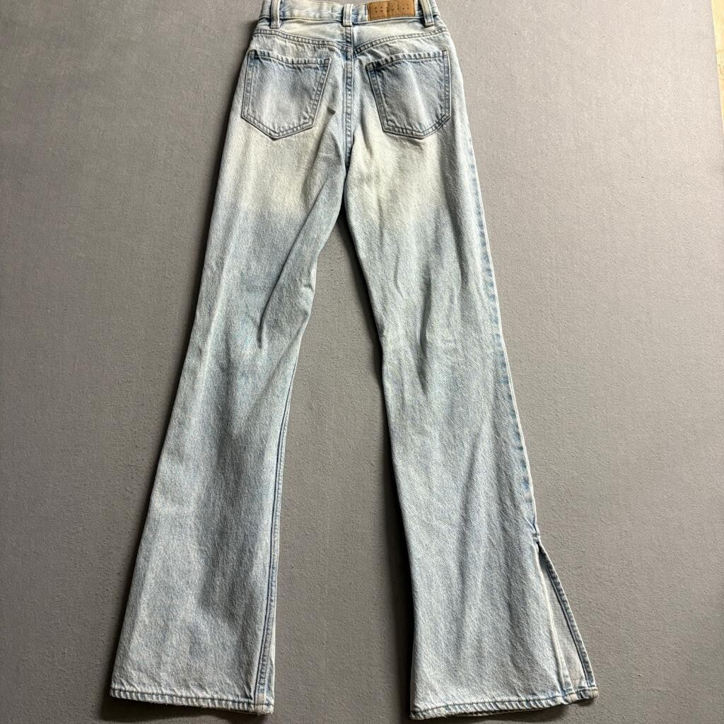 PacSun Womens High Rise Flare Jeans Light Wash Side Slit Denim Size 23