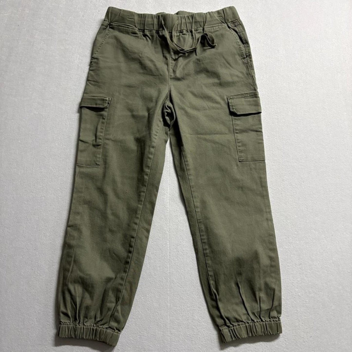Meltin Pot Women Green Cargo Jogger Pants Size L Elastic Waist Drawstring Cotton