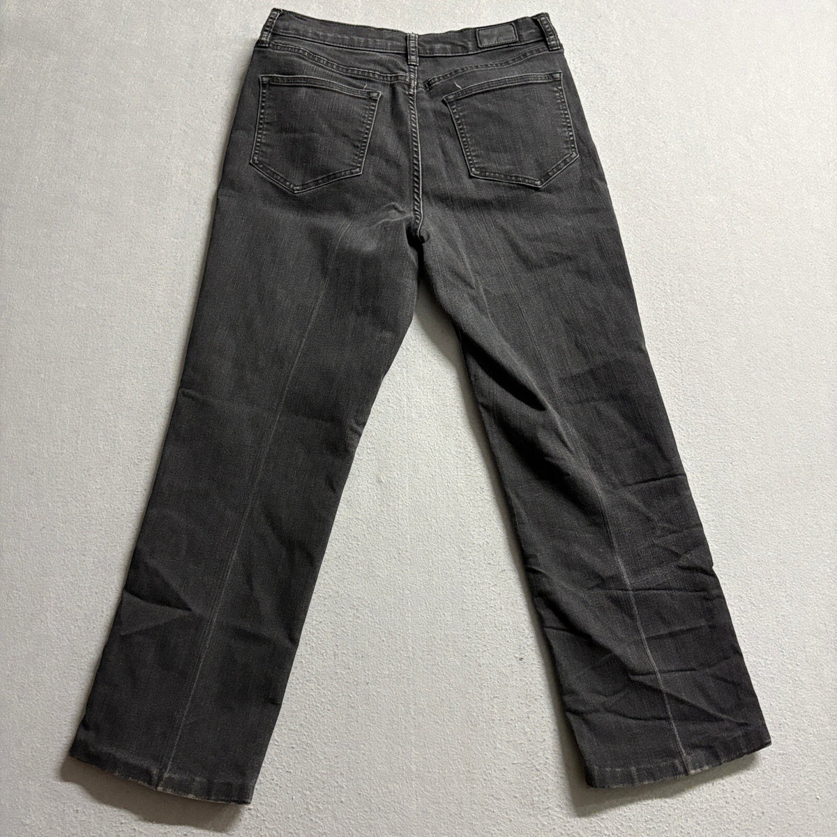 Lands End Womens Black Denim Straight Leg Stretch Jeans Size 10 30 Waist 25