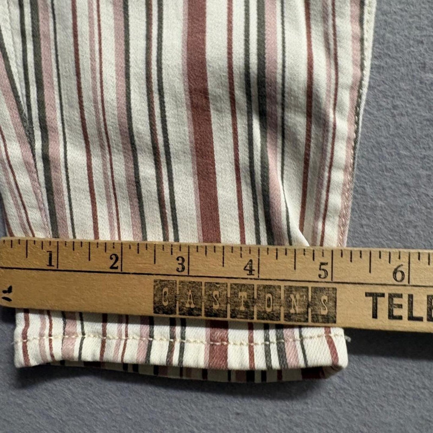 American Eagle Striped Jeans Womens 10 Regular Skinny Stretch Cream Brown Pink