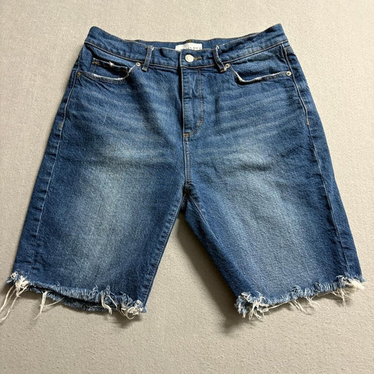 Loft Denim Bermuda Shorts Womens Size 27 4 Blue Jean Frayed Raw Hem Cut Off