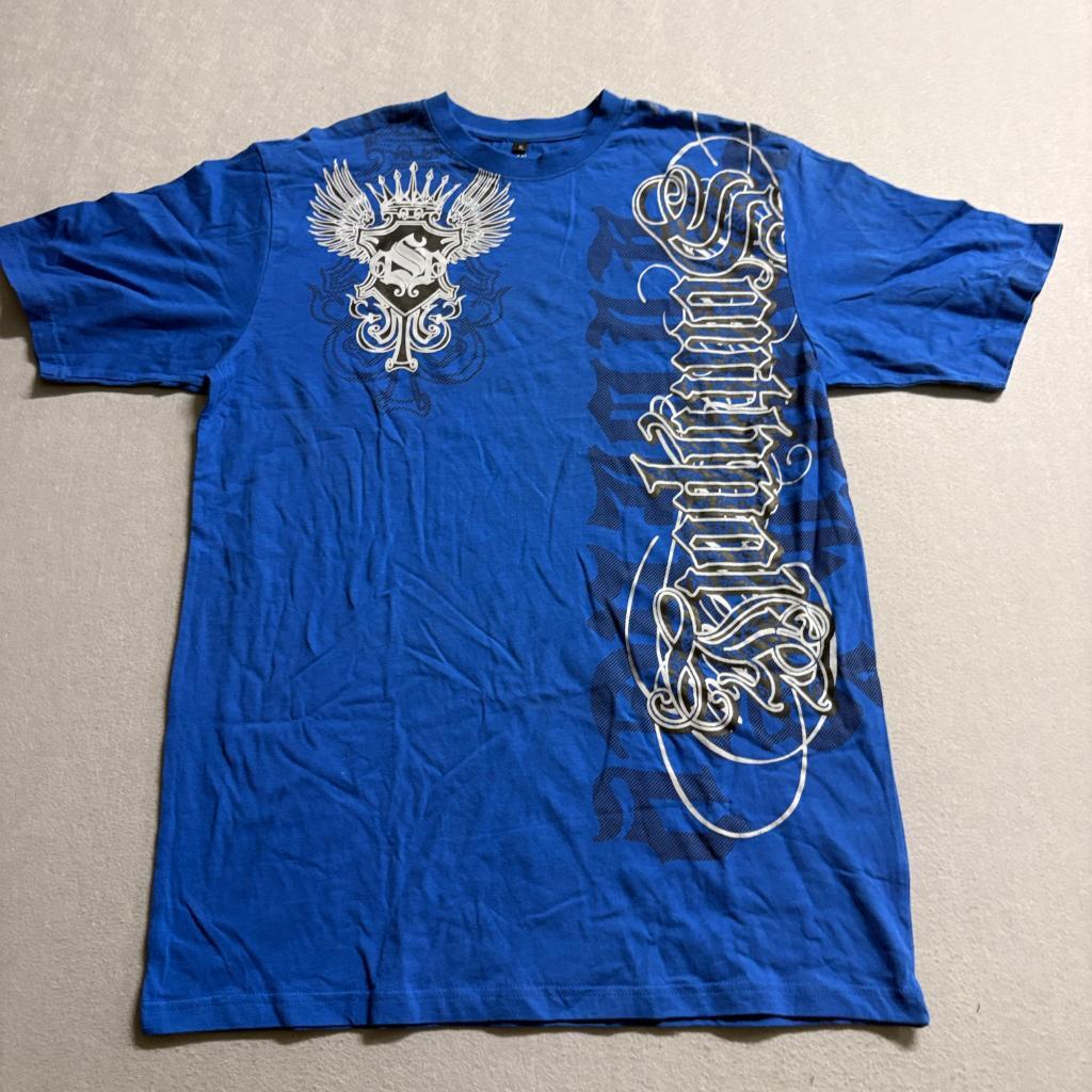 Southpole Premium Graphic T-Shirt Mens XL Blue Y2K Hip Hop Streetwear Cotton Tee