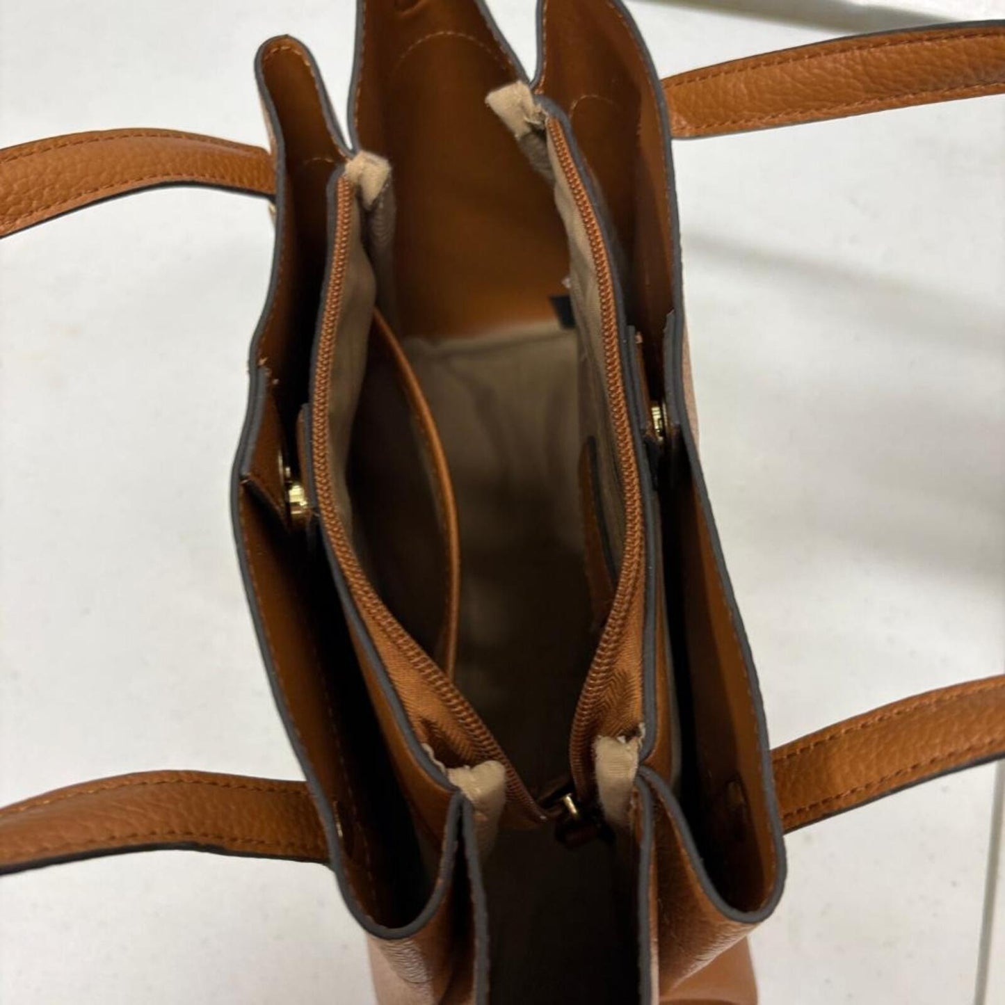 Nanette Lepore Women's Brown Pebbled Faux Leather Satchel Shoulder Bag Medium