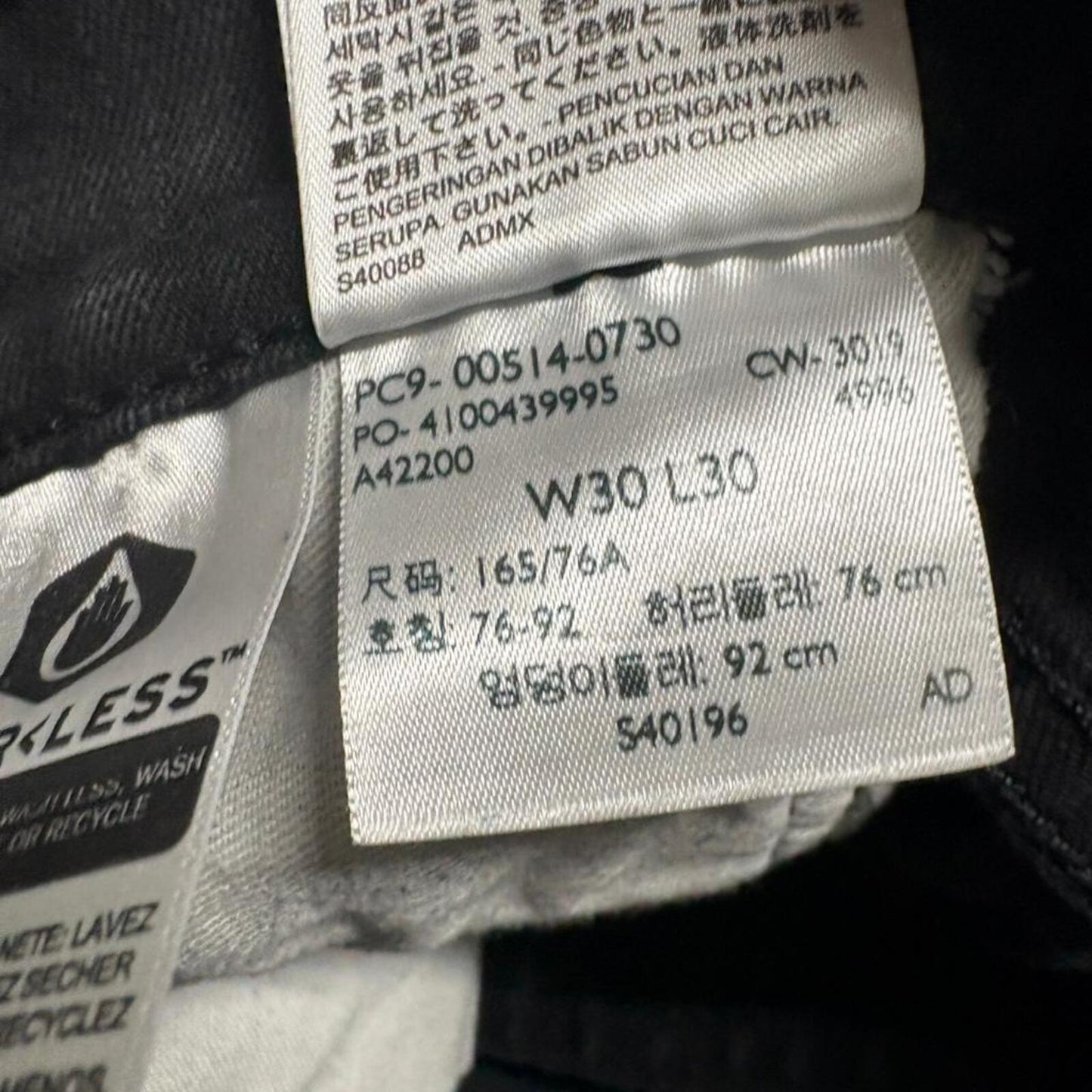 Levi's 514 Straight Fit Jeans Mens 30x30 Black Denim Waterless