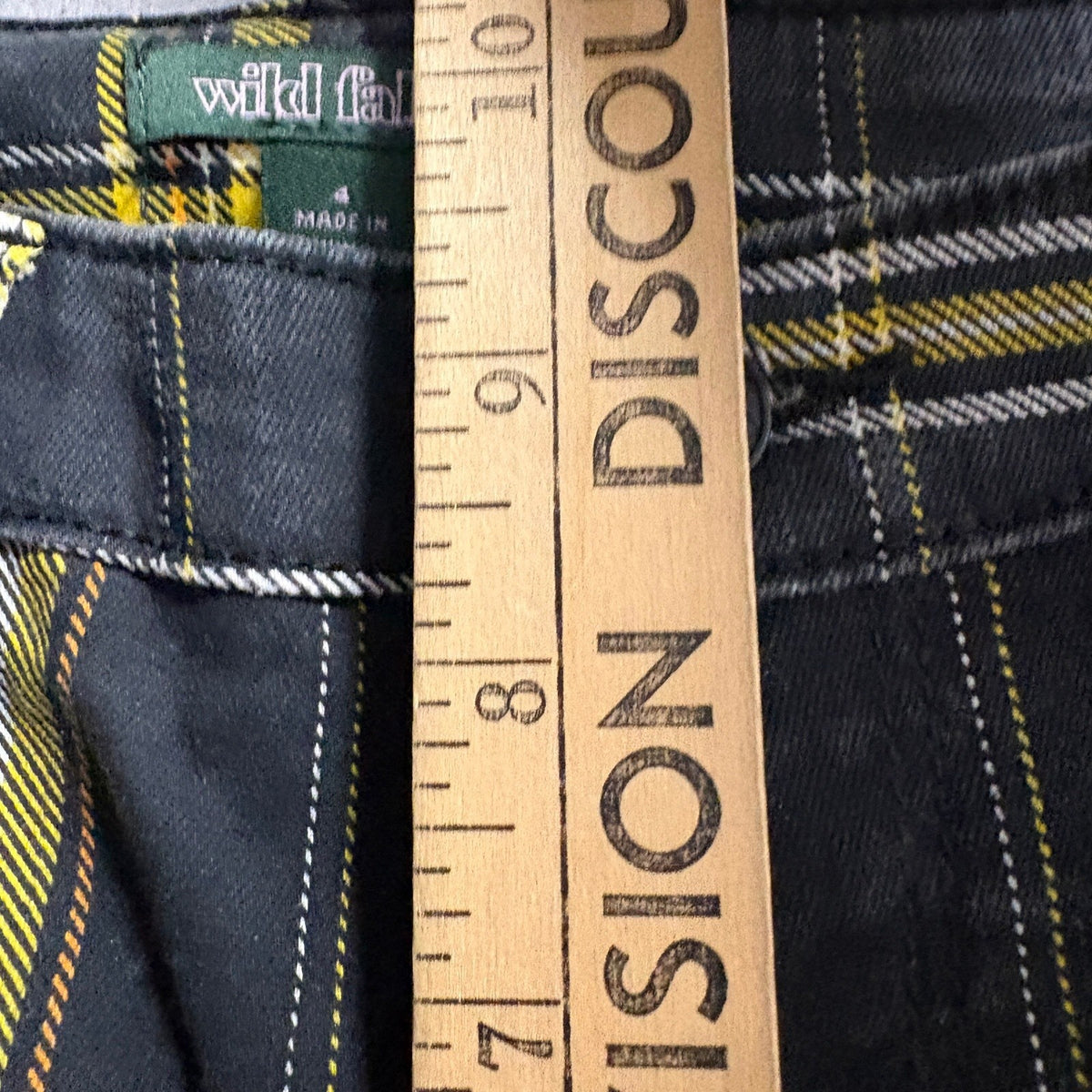 Wild Fable Plaid Skinny Pants Womens Size 4 Black Yellow Tartan Check Stretch