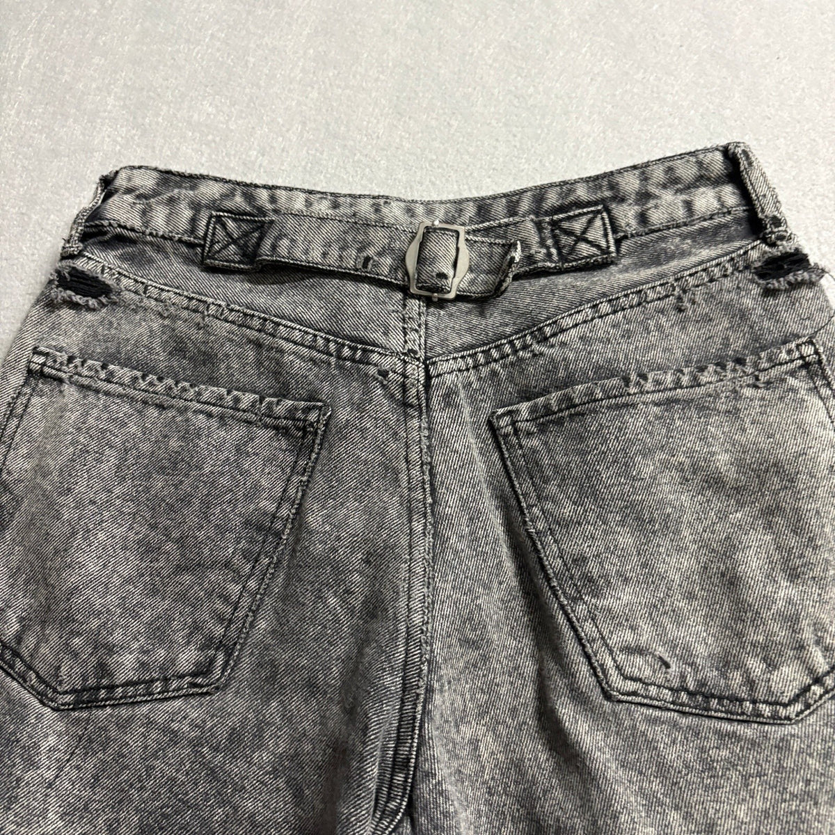 S.O.N.G. Womens High Rise Acid Wash Wide Leg Barrel Jeans Size 3/26 Raw Hem Y2K
