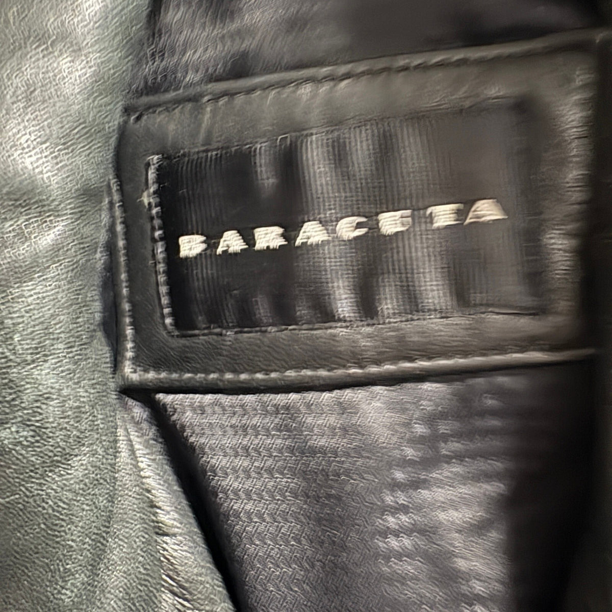 Baracuta Mens L Black Leather Jacket Coat Button Front Insulated Mid Length