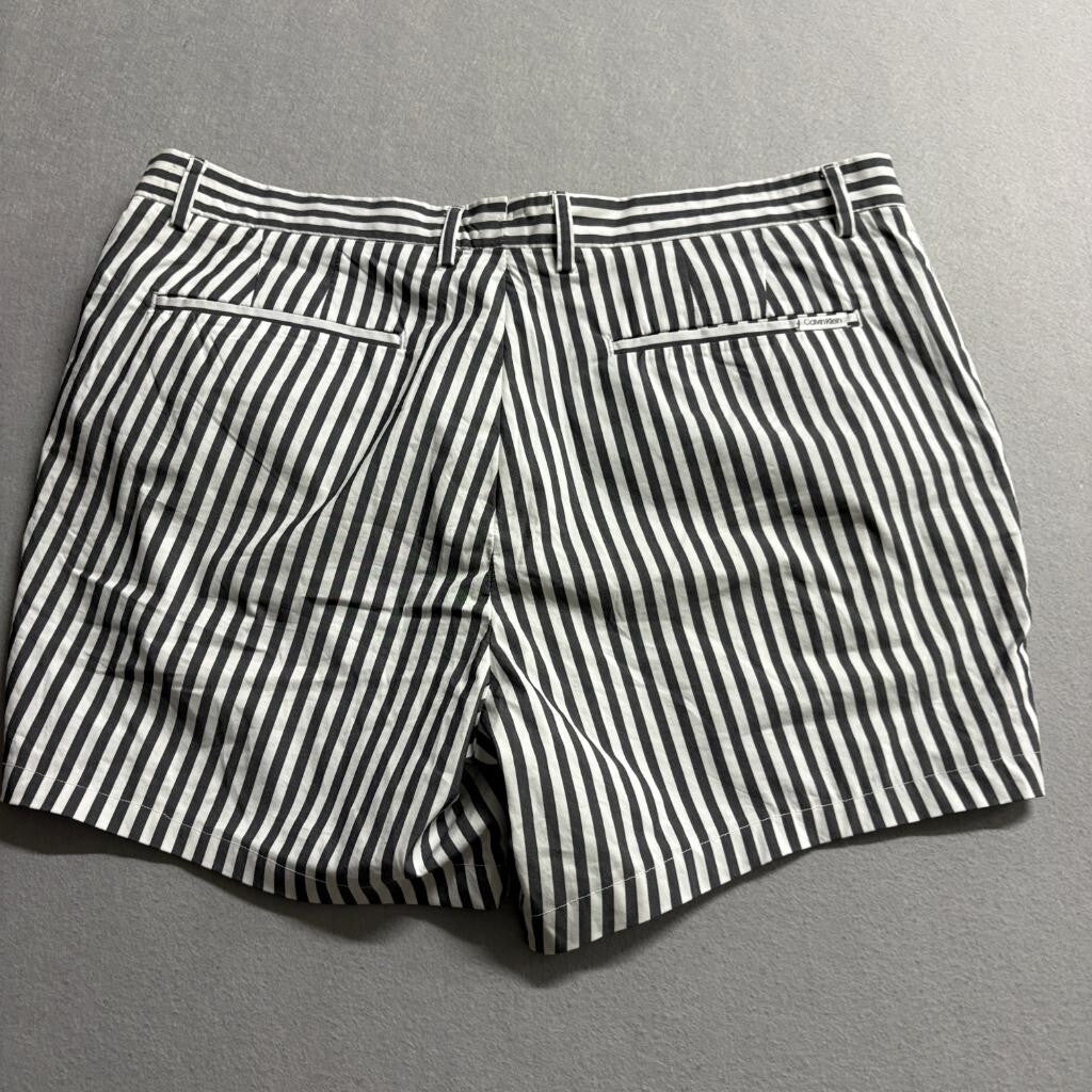 Calvin Klein Striped Shorts Womens 38 Black White Cotton Blend Casual