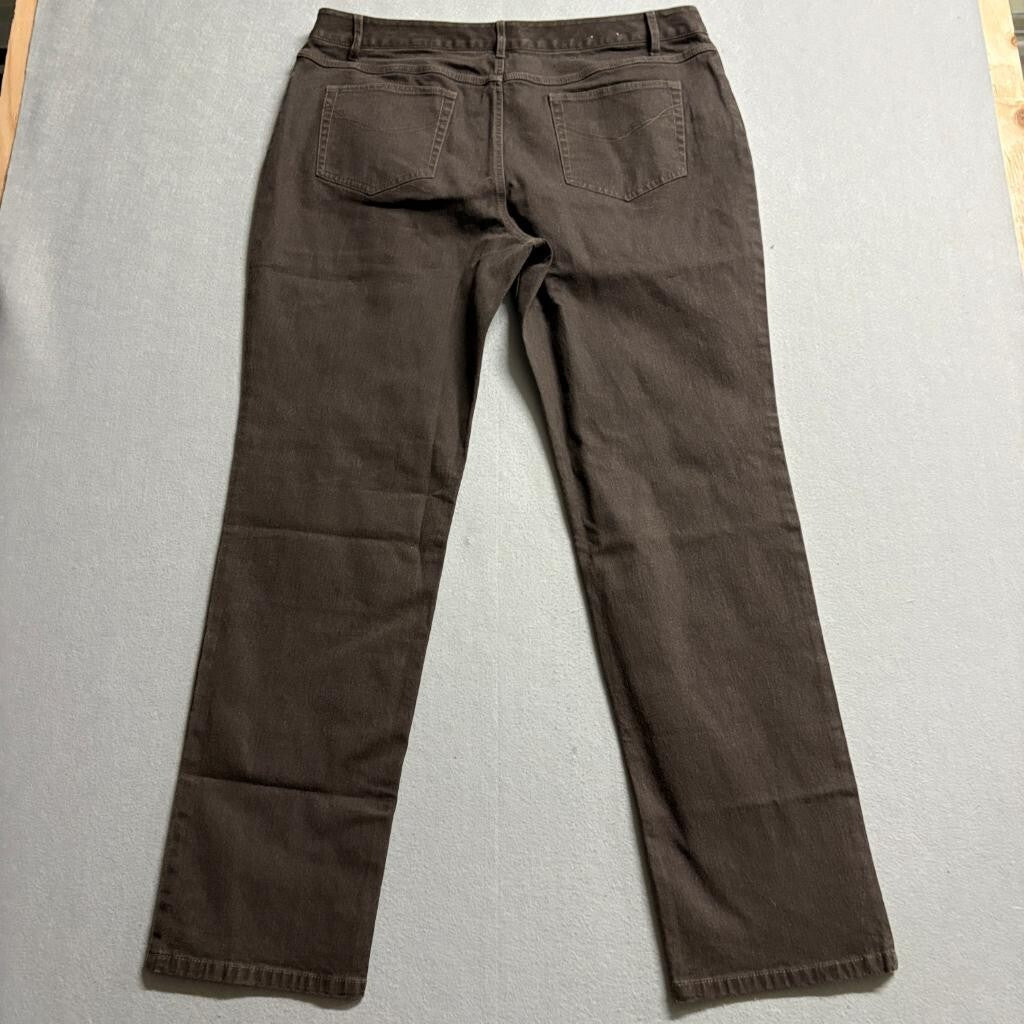 J.Jill Denim Slim Leg Jeans Womens 16 Brown Stretch Cotton Lycra Mid Rise